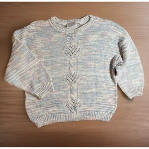 Vintage Knit Maven Across America Sweater Womens M L 3/4 Sleeve Multicolor